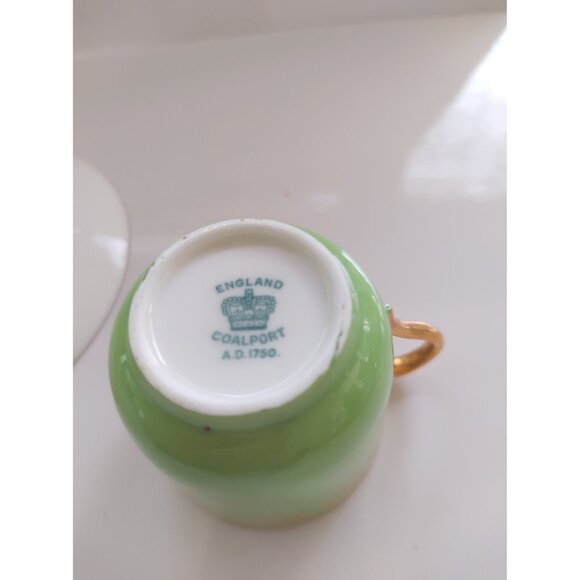 Vintage Coalport Bone China Demitasse Cups & Saucers Sets One Green/One Yellow - Picture 13 of 16